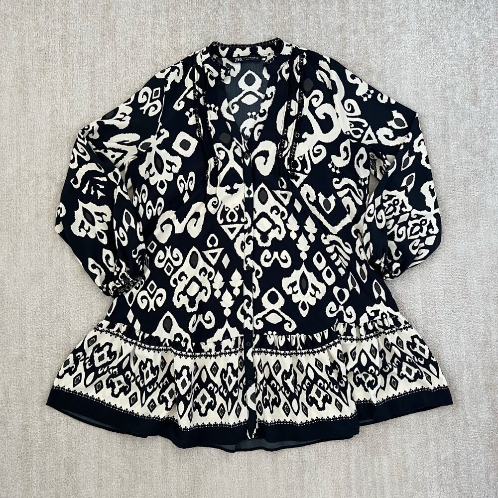 Zara Boho Ruffle Cocktail Mini Dress M